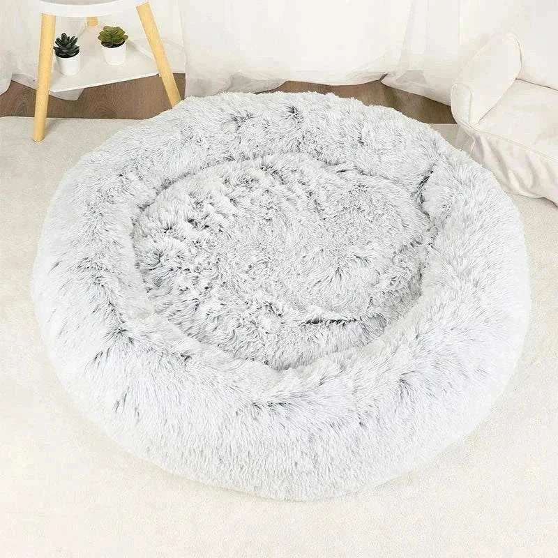 Plush grey pet bed for ultimate calming and relaxation.