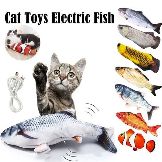 Interactive Dancing Stuffed Fish toy for cats, durable and rechargeable.