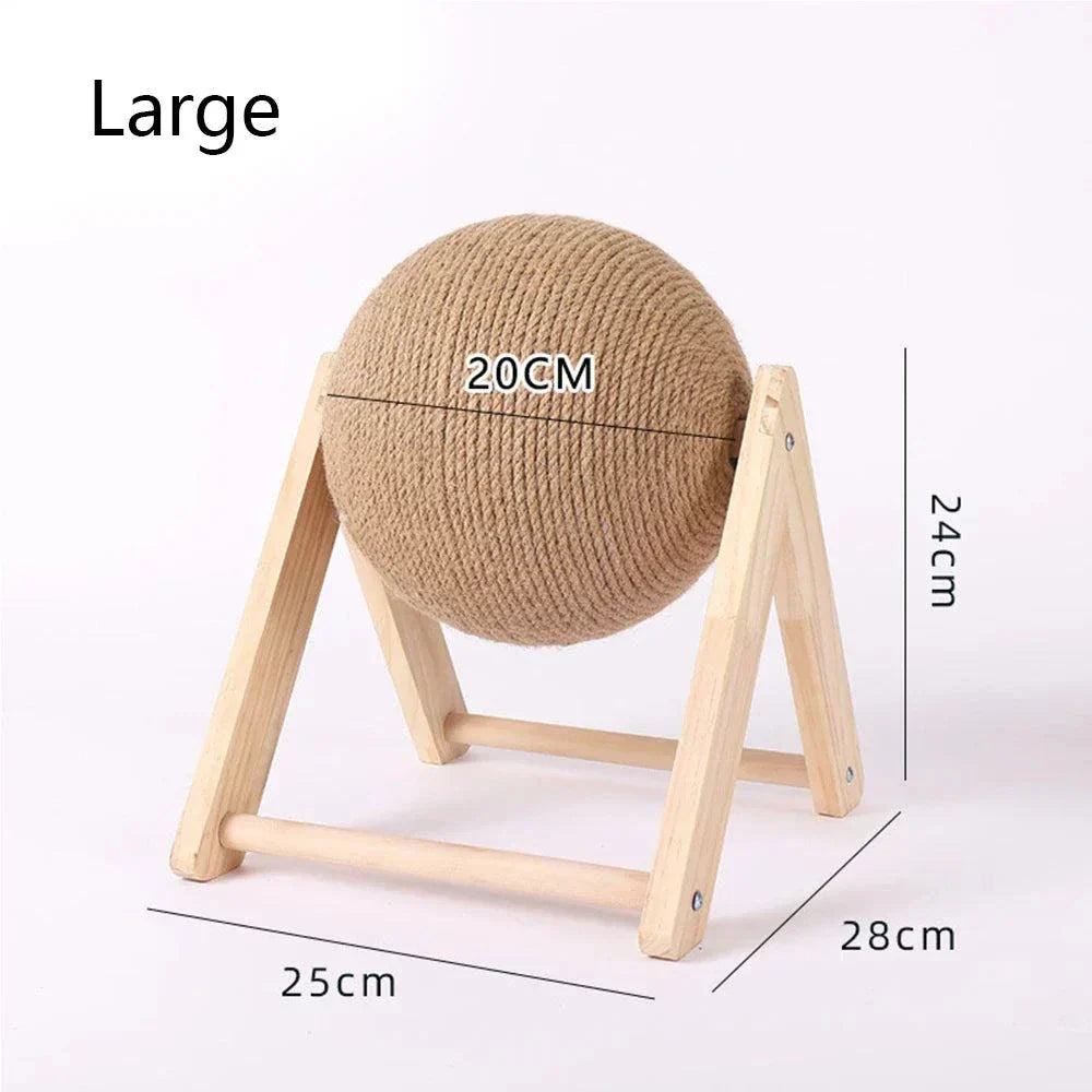 Large Cat Scratching Ball with V-shape stand, 25cm x 28cm x 24cm, ideal for larger cats.