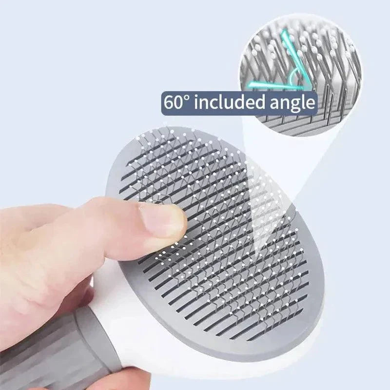 Pet Hair Brush with ergonomic handle and soft bristles for gentle grooming.